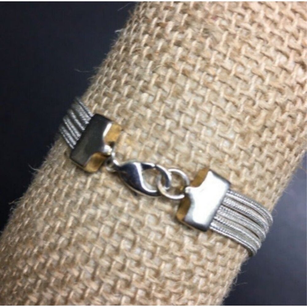 Circle Cord Band Bracelet 7 In As Is Silver Rhinestone Retro Vintage Bling Glam - Picture 4 of 6